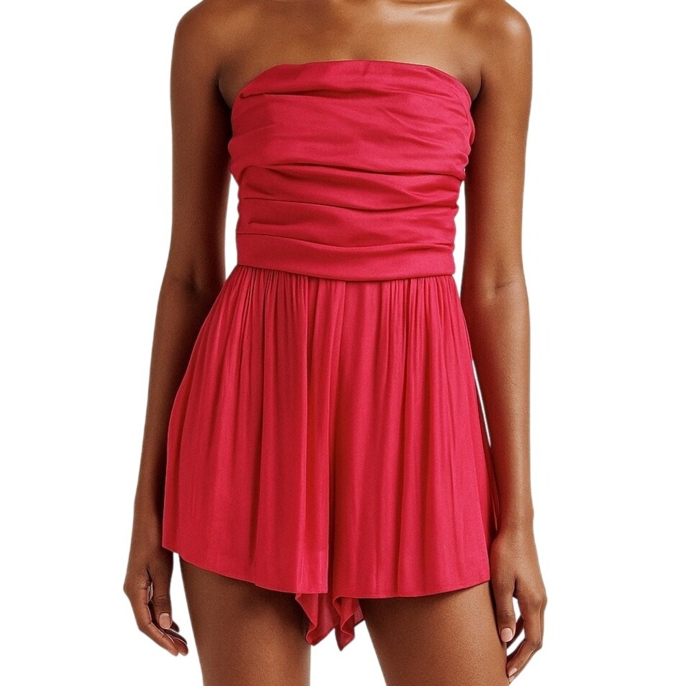 DO+BE strapless double tie in the back pink romper‎ size small